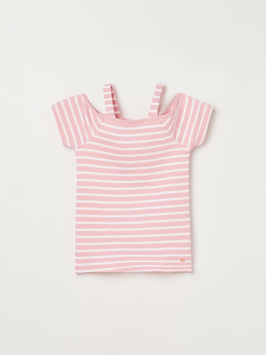 

Bossini Girls Pink & White Striped Cotton Top