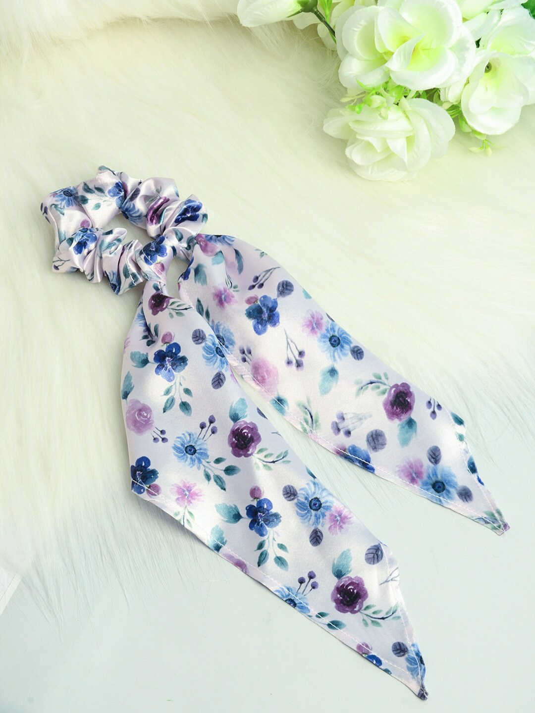 

Ferosh Women White & Blue Floral Printed Ponytail Holder