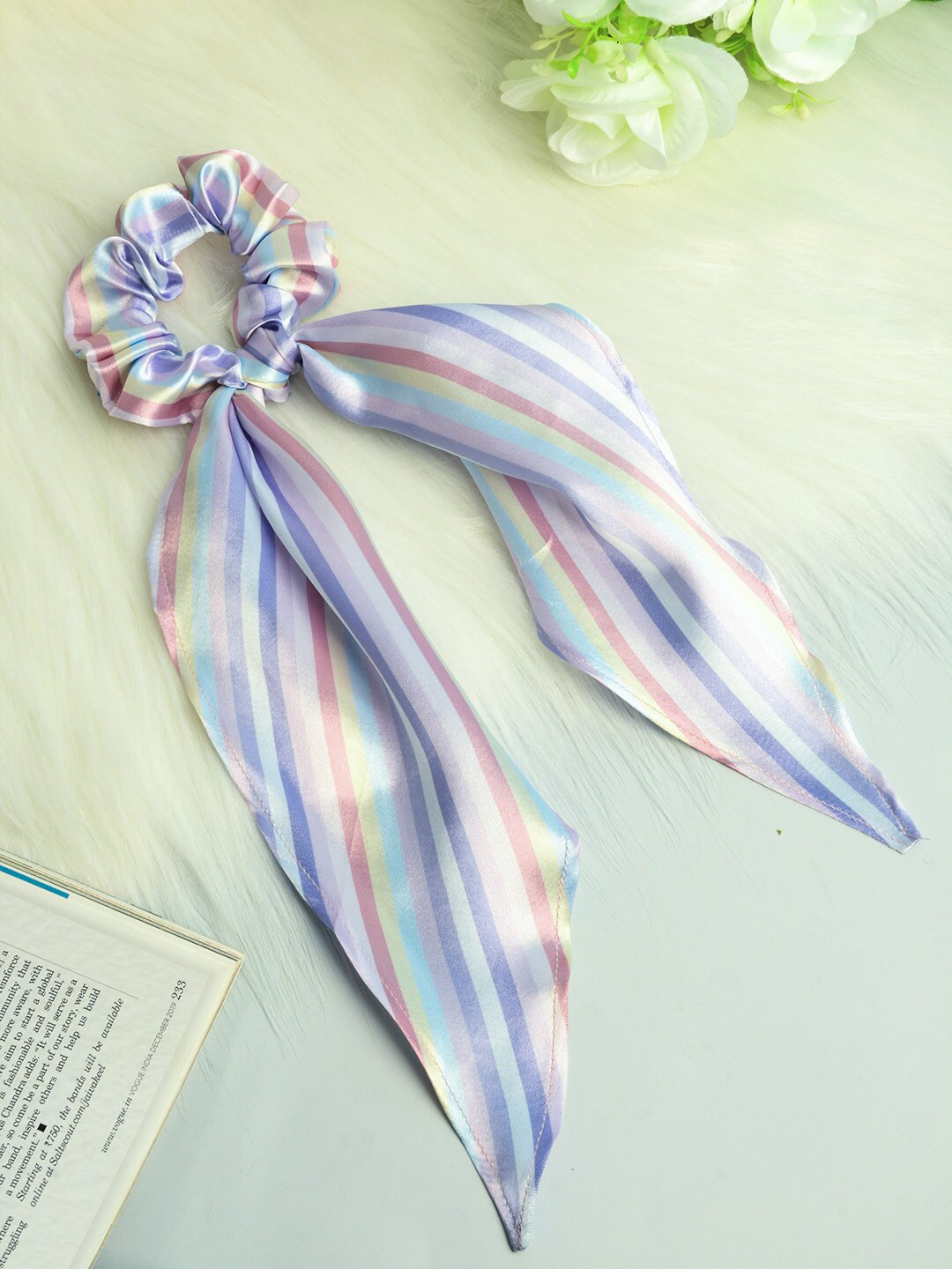 

Ferosh Women Multicoloured Striped Ponytail Holders, Multi
