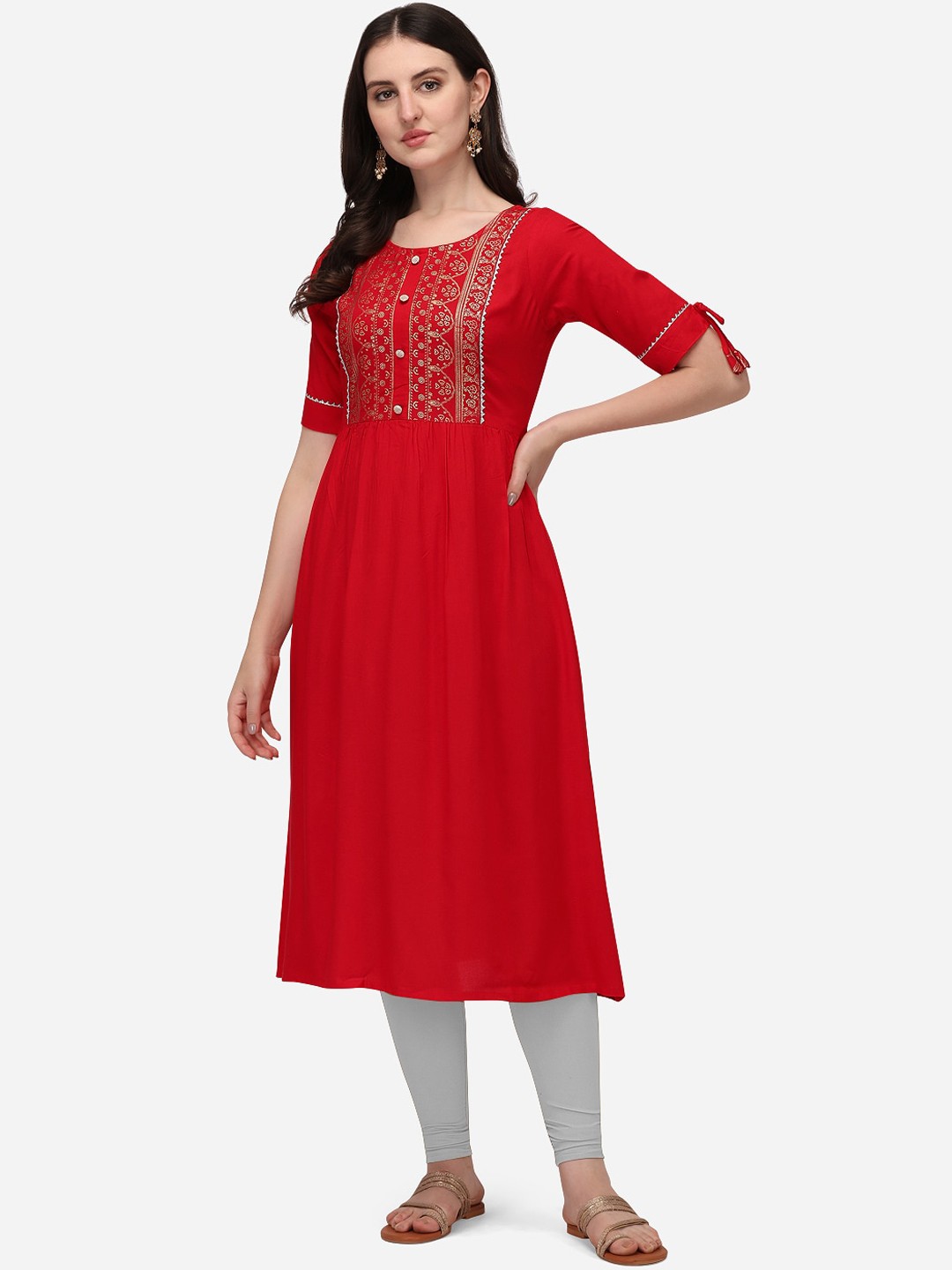 

Sitaram Designer Women Red Ethnic Motifs Printed Kurta