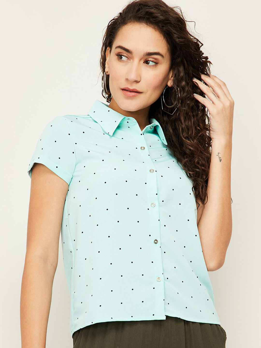 

Fame Forever by Lifestyle Women Blue Print Shirt Style Top