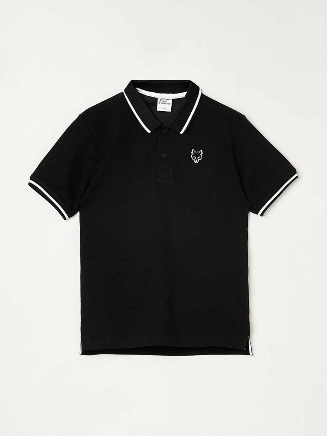

Fame Forever by Lifestyle Boys Black Polo Collar Pure Cotton T-shirt