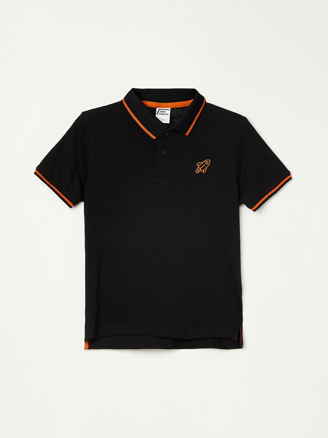 

Fame Forever by Lifestyle Boys Black Polo Collar Pure Cotton T-shirt