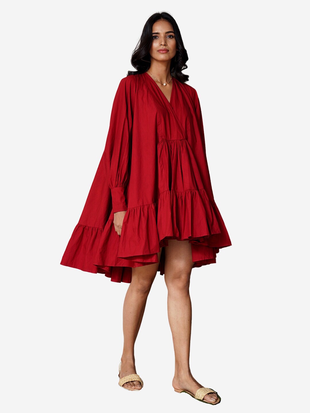 

Alaya By Stage3 Women Red Tiered A-Line Dress