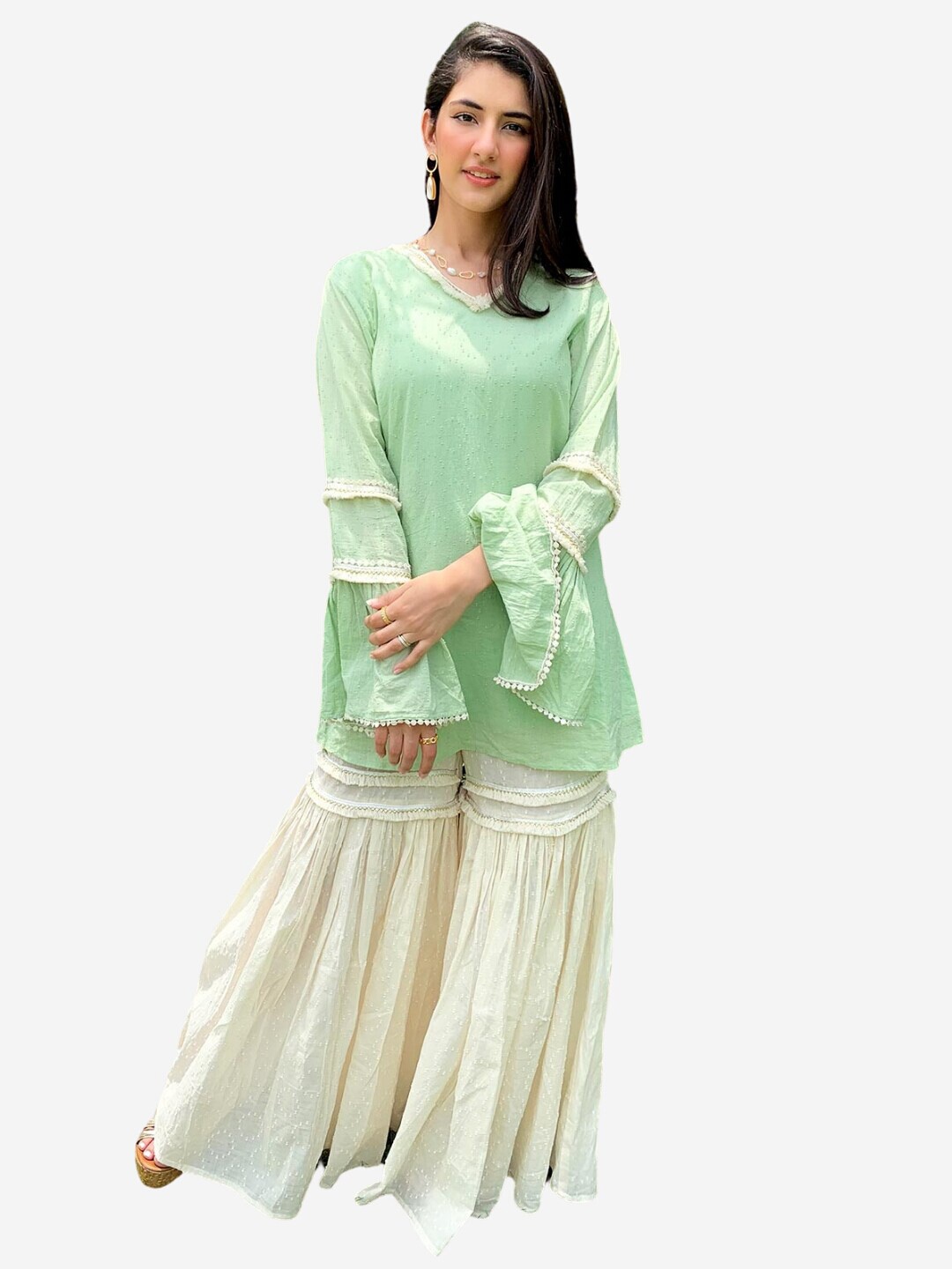 

Alaya By Stage3 Women White Flared Ethnic Palazzos