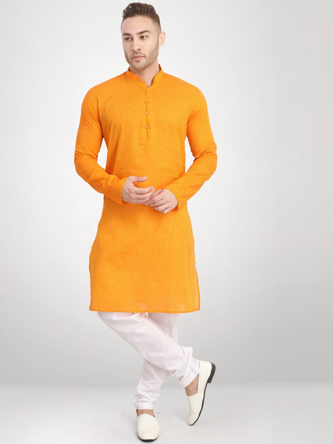 

RG DESIGNERS Men Yellow Kurta with Pyjamas