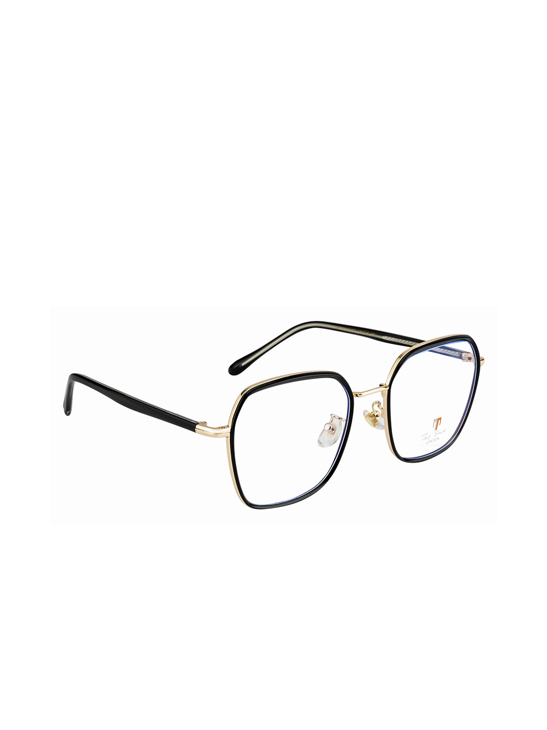 

Ted Smith Unisex Black & Gold-Toned Full Rim Square Frames TS-11019_BLK