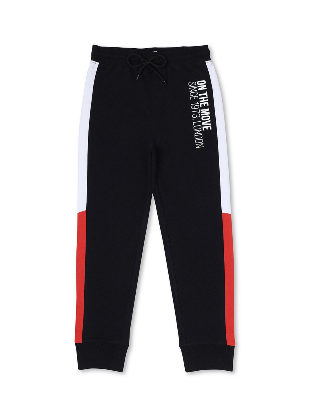 

Pepe Jeans Boys Black Printed Straight Fit Cotton Joggers