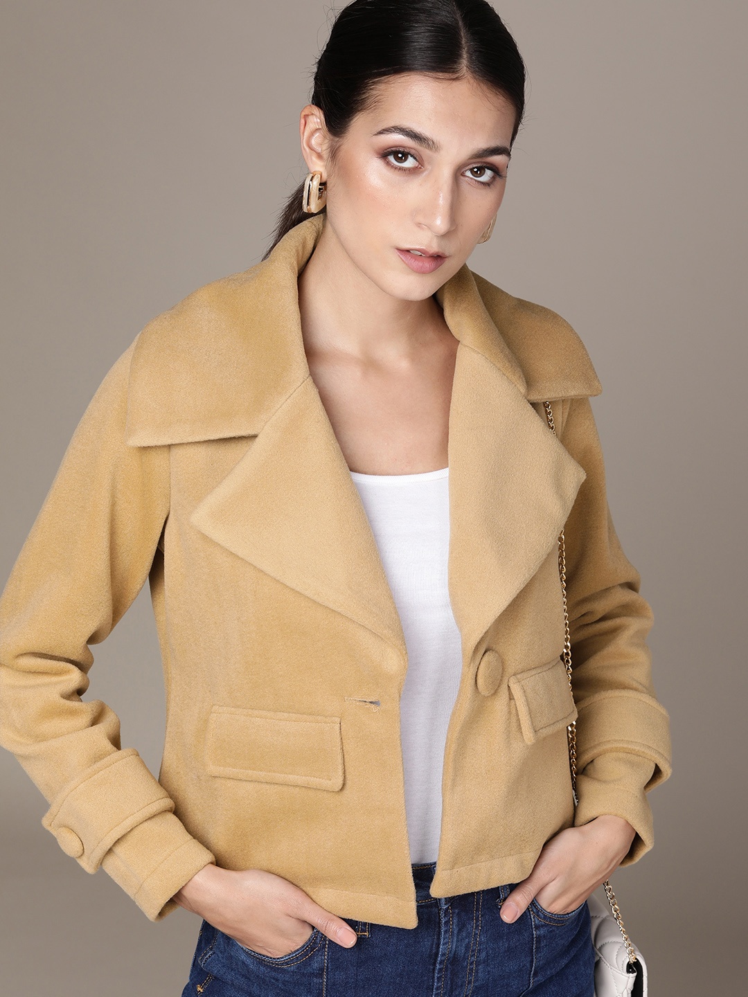 

bebe Women Camel Brown Tailored Jacket