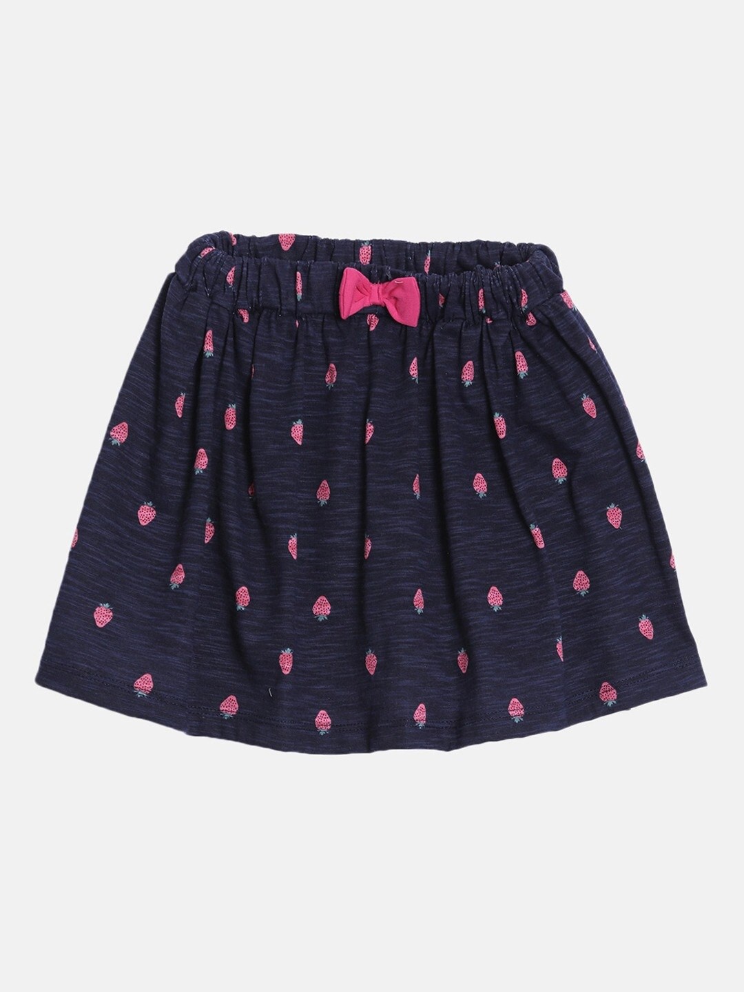 

Kryptic Girls Navy Blue & Pink Printed Cotton Skorts