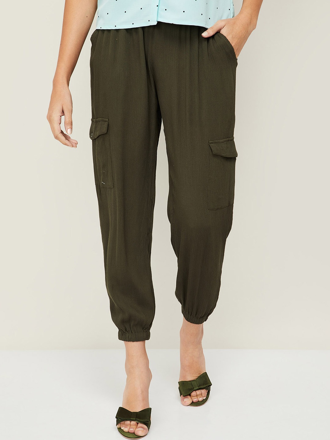 

Ginger by Lifestyle Women Olive Green Joggers Trousers