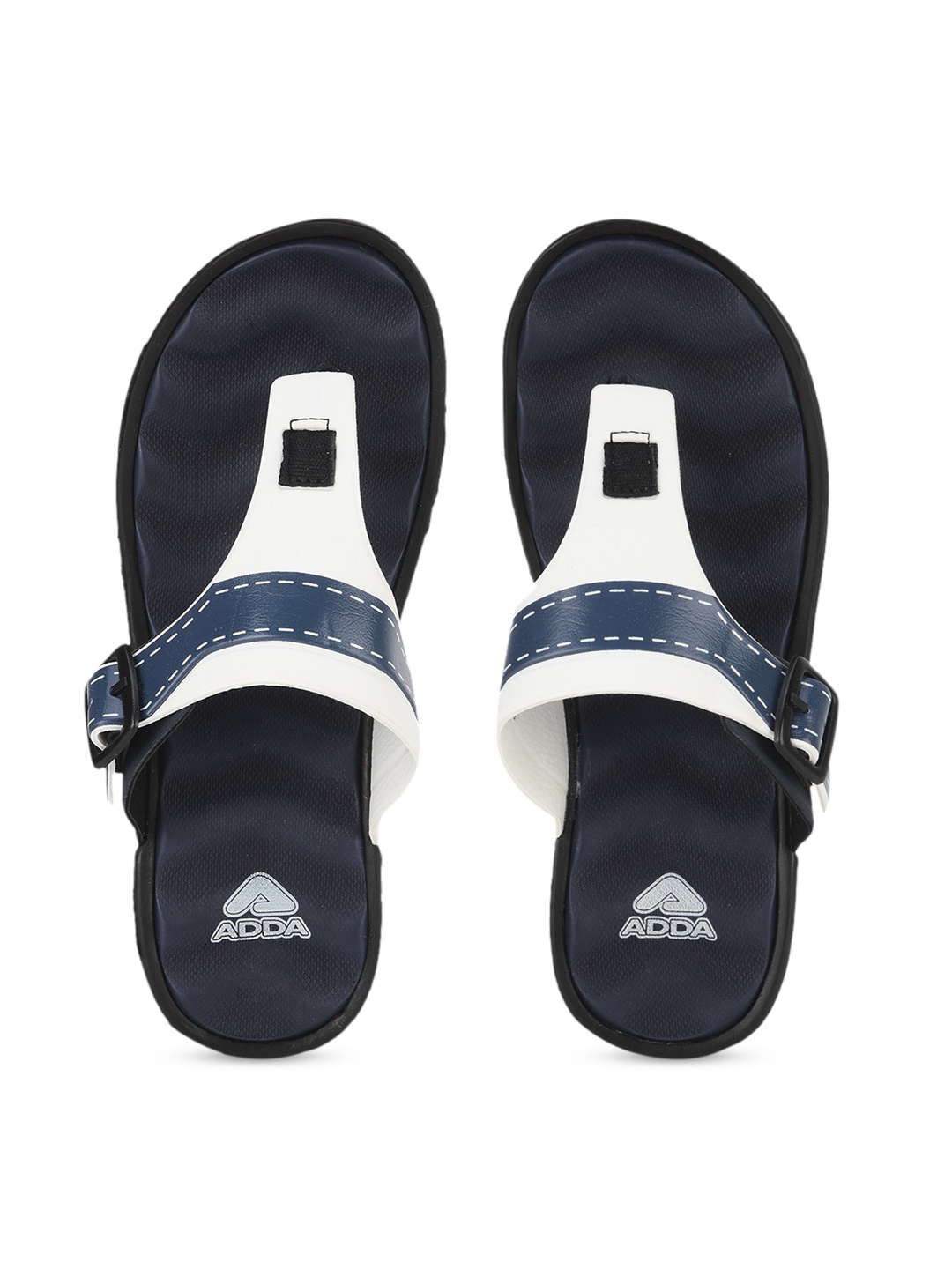 

Adda Women Navy Blue Colourblocked Flatform Sandals with Buckles