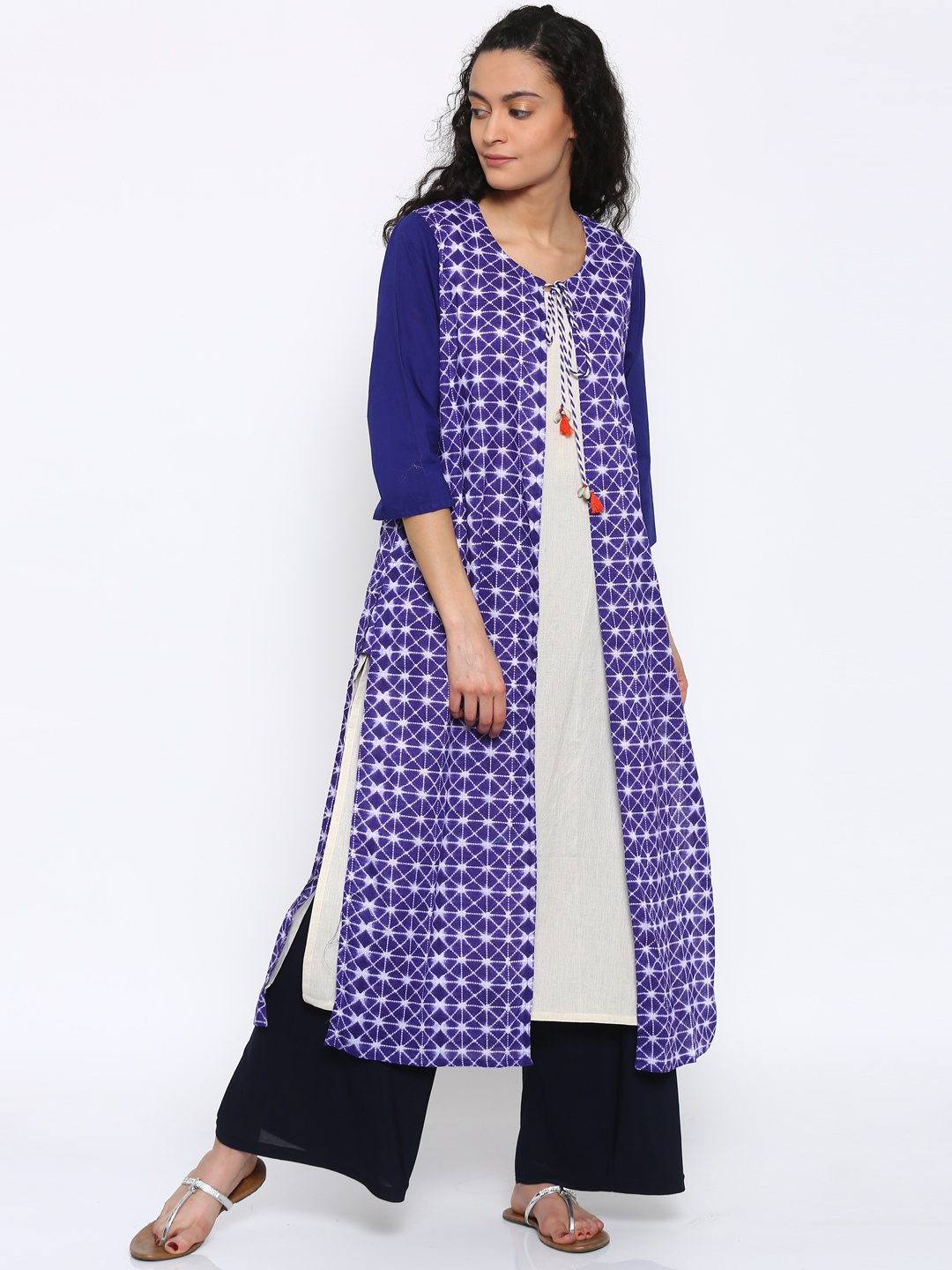 

RANGMANCH BY PANTALOONS Women Blue Printed A-Line Kurta