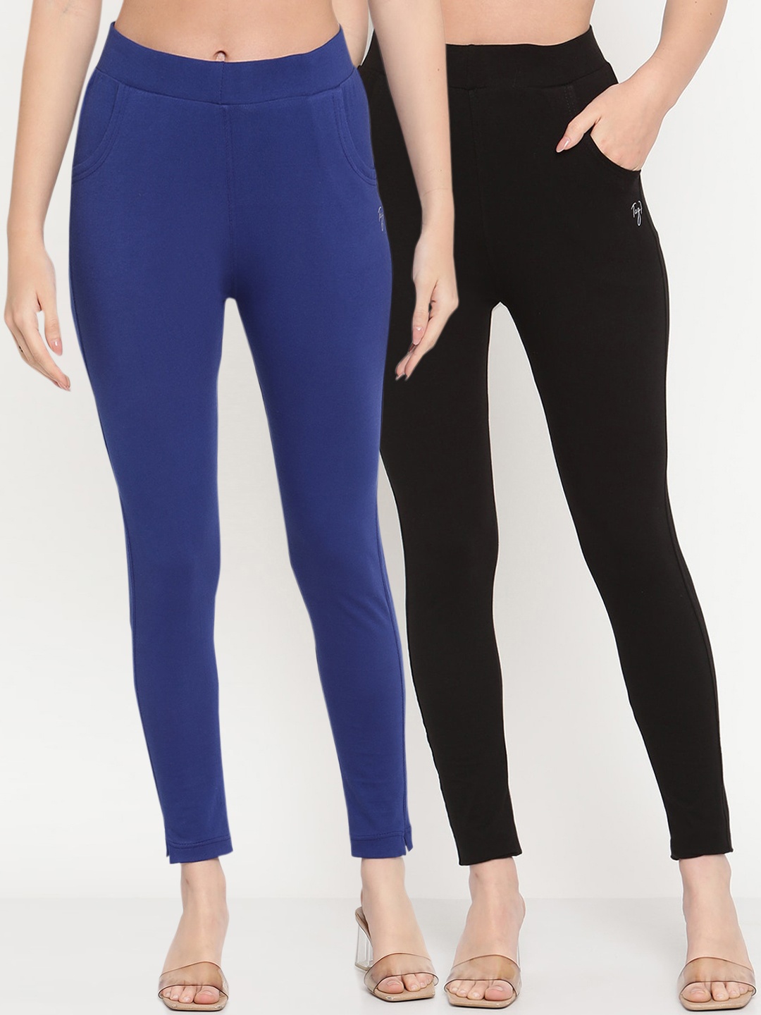 

TAG 7 Pack of 2 Black & Blue Ankle-Length Leggings