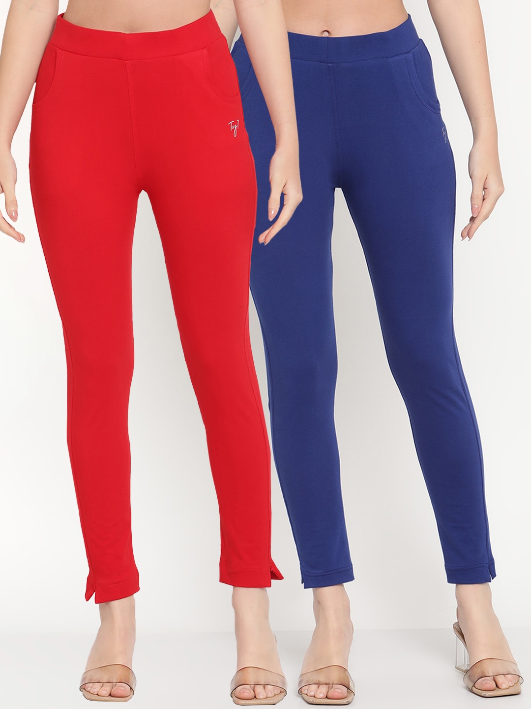 

TAG 7 Pack of 2 Red & Blue Ankle-Length Leggings