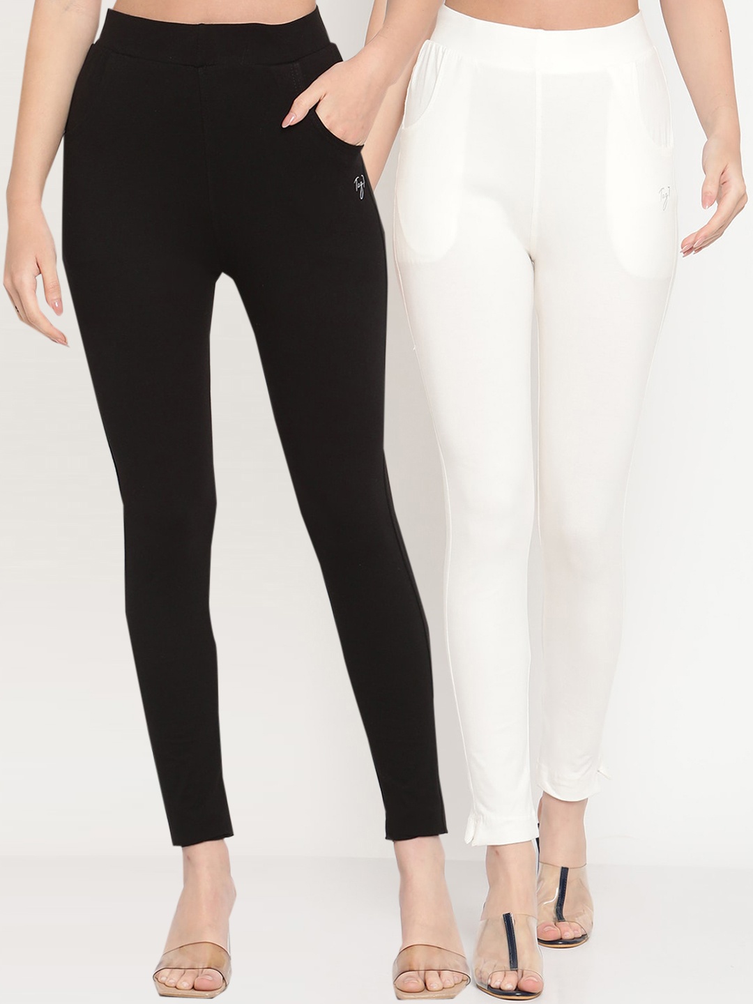 

TAG 7 Women Pack of 2 Ankle-Length Leggings, Black