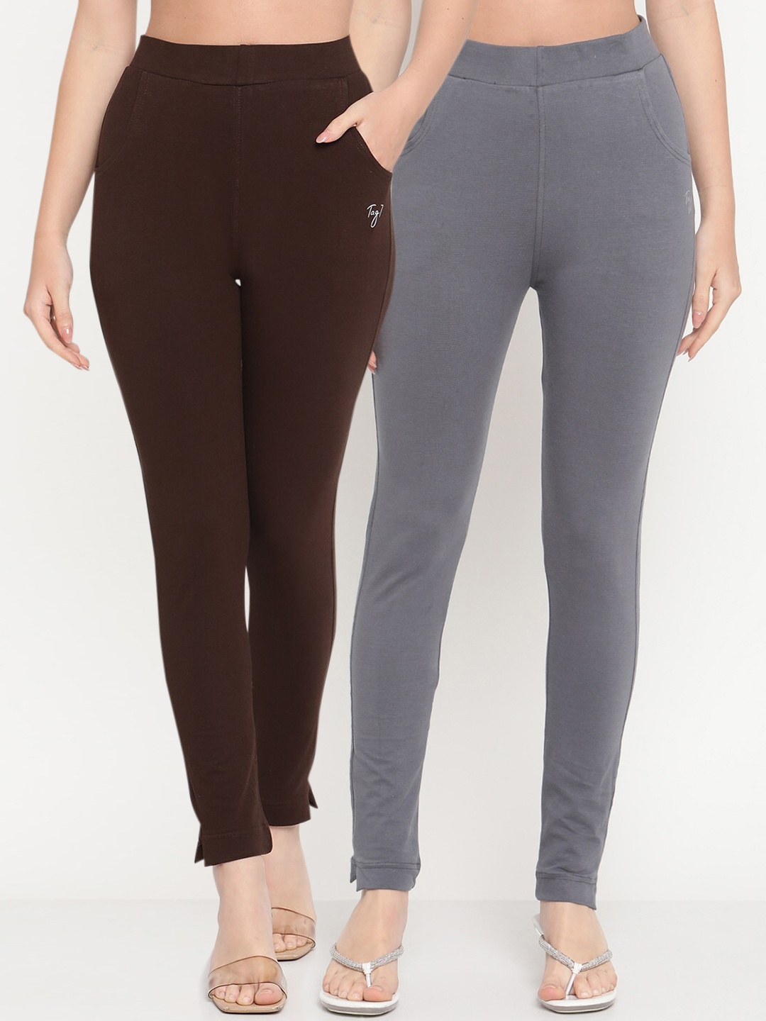 

TAG 7 Pack of 2 Grey & Brown Ankle-Length Leggings