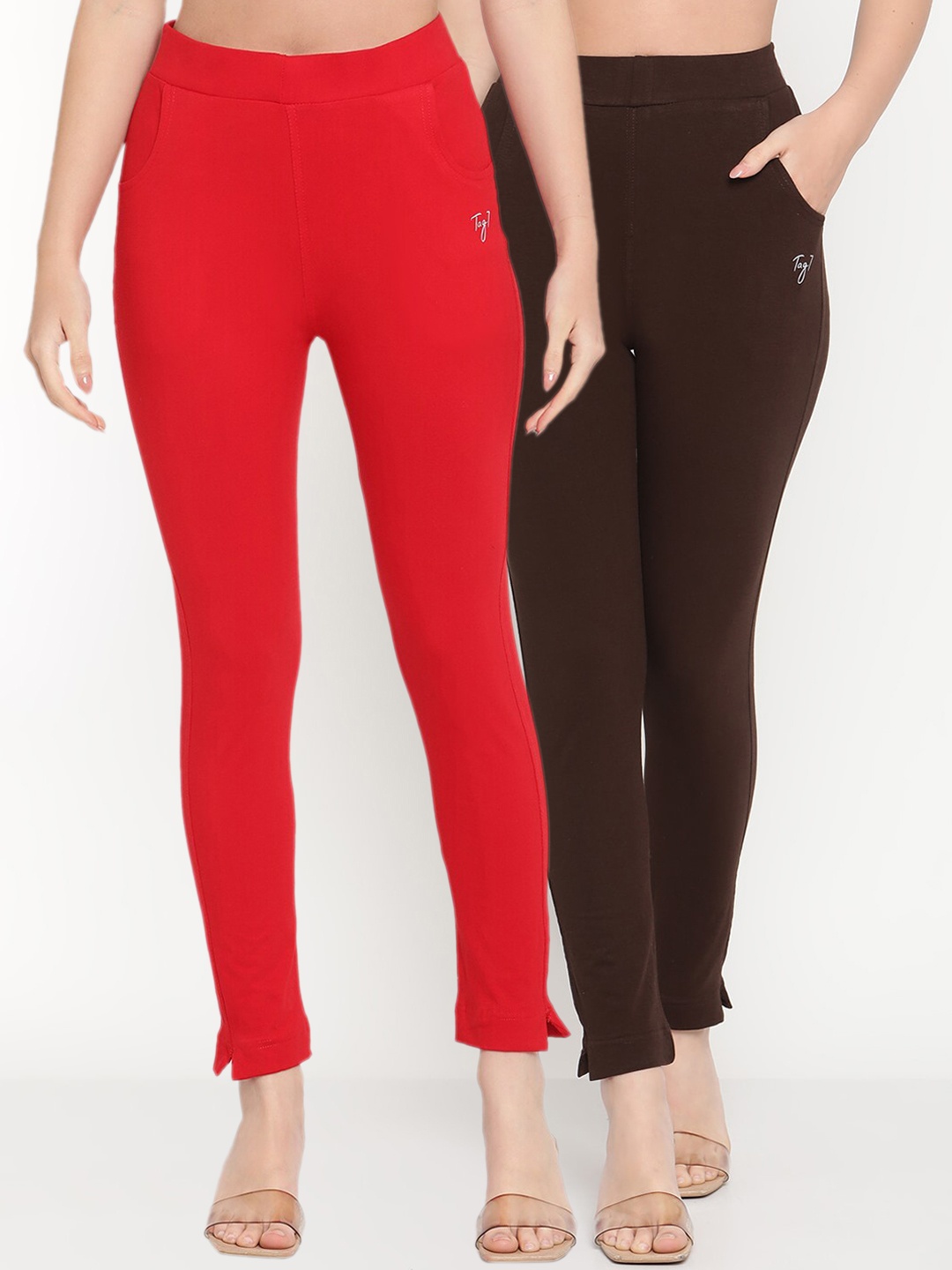 

TAG 7 Pack of 2 Red & Brown Ankle-Length Leggings