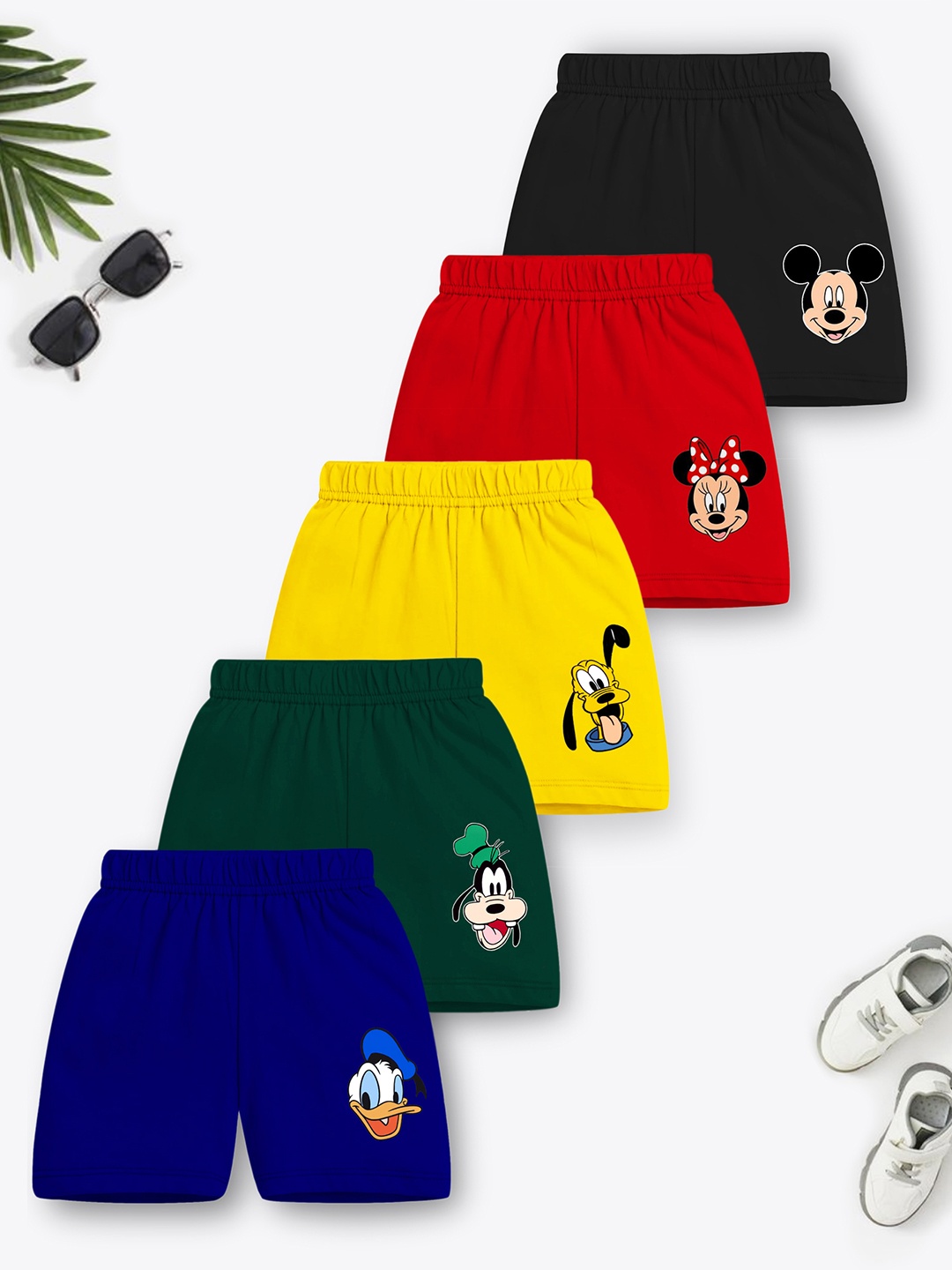 

YK Disney Boys Multicoloured Set Of 5 Disney Sports Shorts, Multi