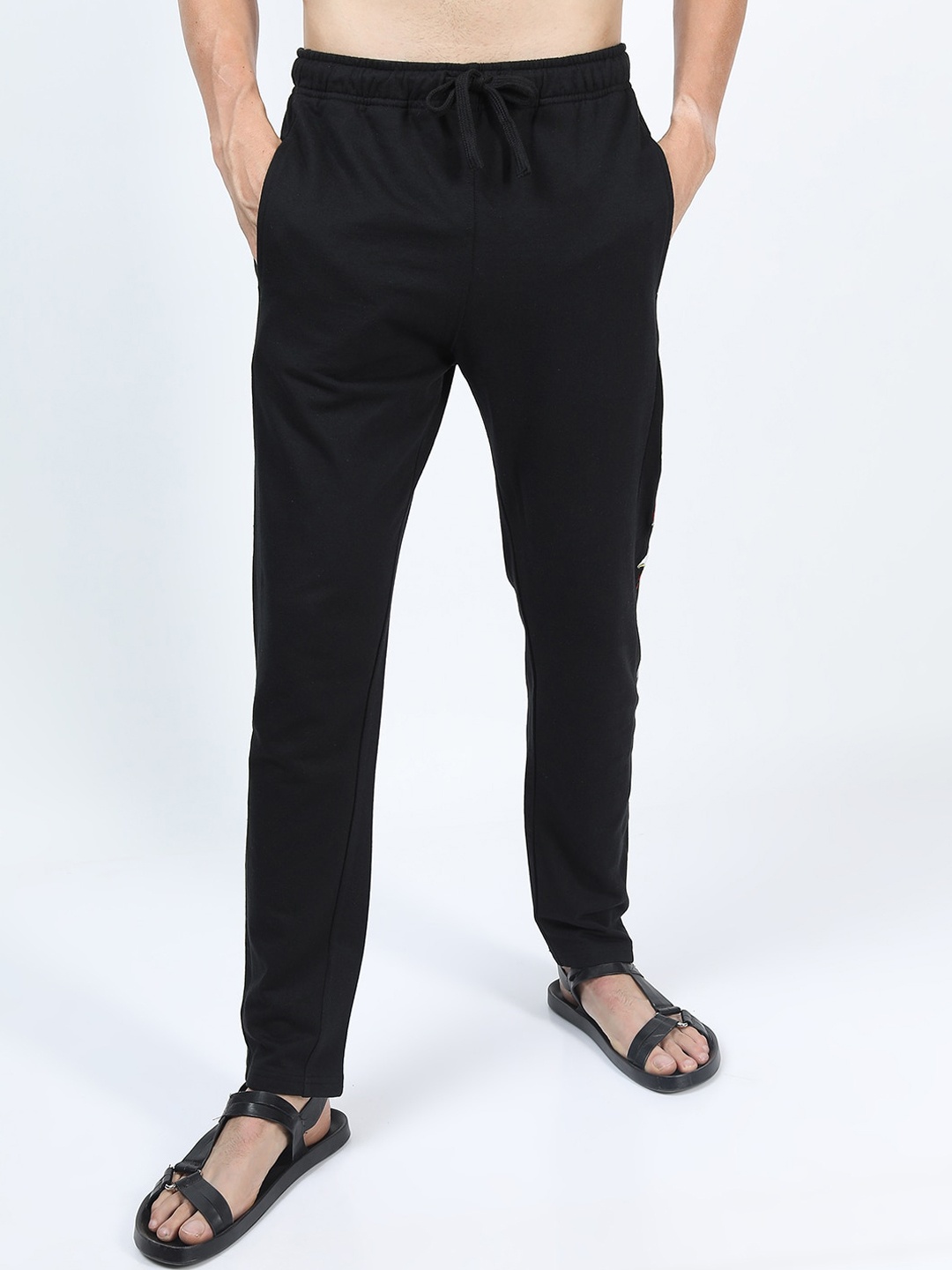 

KETCH Men Black Applique Design Slim Fit Track Pants