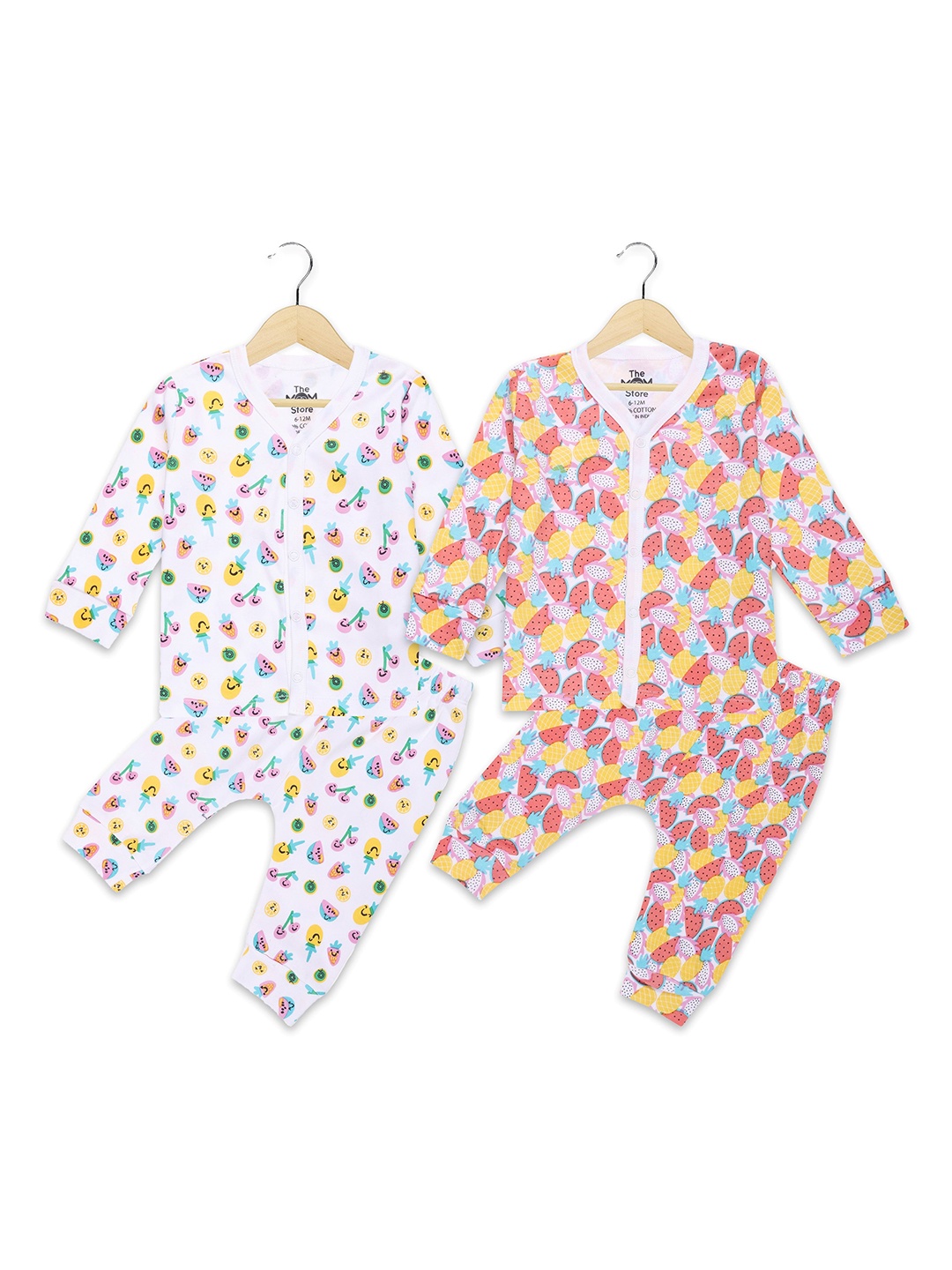 

The Mom Store Kids Multicoloured Set Of 2 Printed Cotton Night Suit, Multi