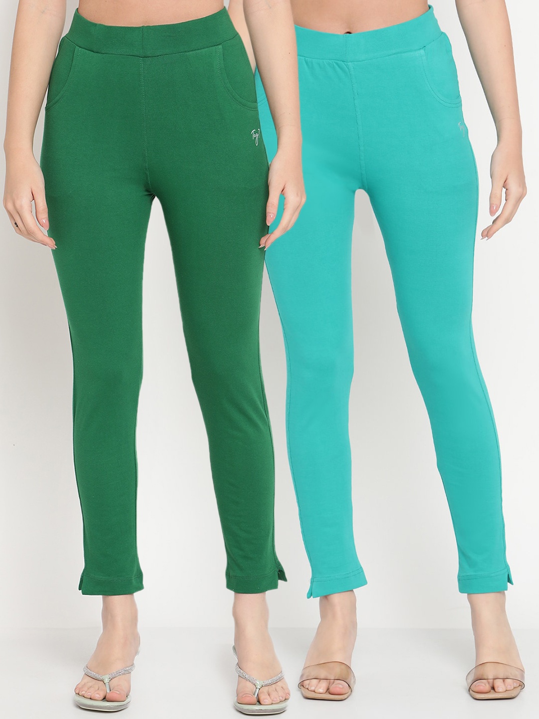 

TAG 7 Women Pack of 2 Turquoise Blue & Green Solid Kurti Pants