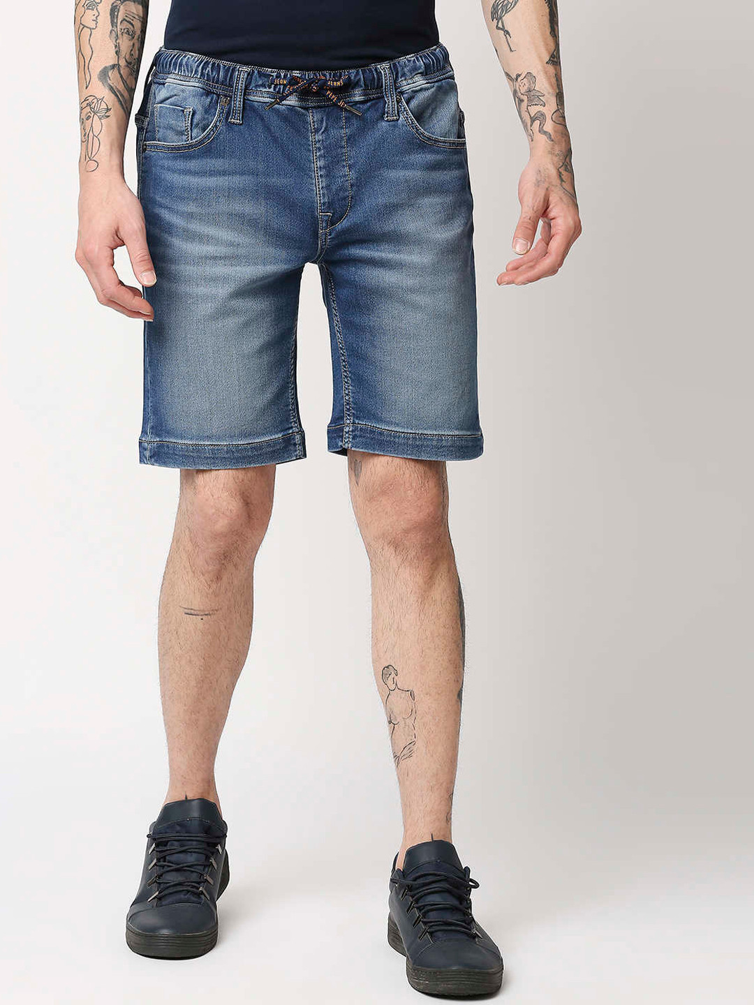 

Pepe Jeans Men Blue Washed Cotton Denim Shorts