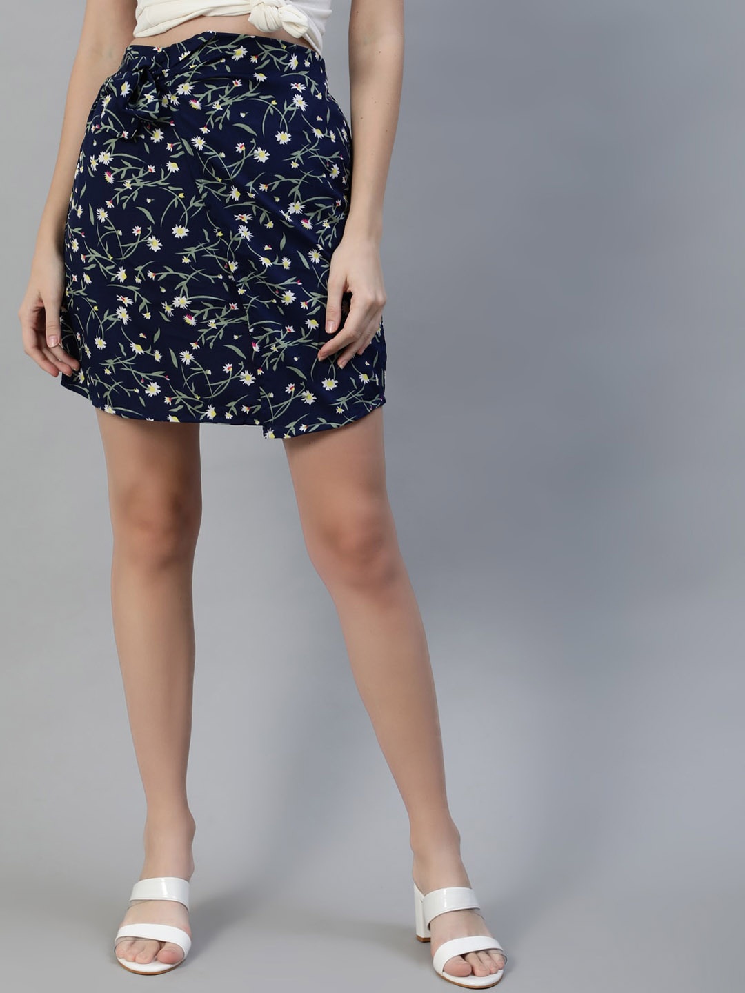 

AASI - HOUSE OF NAYO Women Navy Blue Floral Printed Skirts
