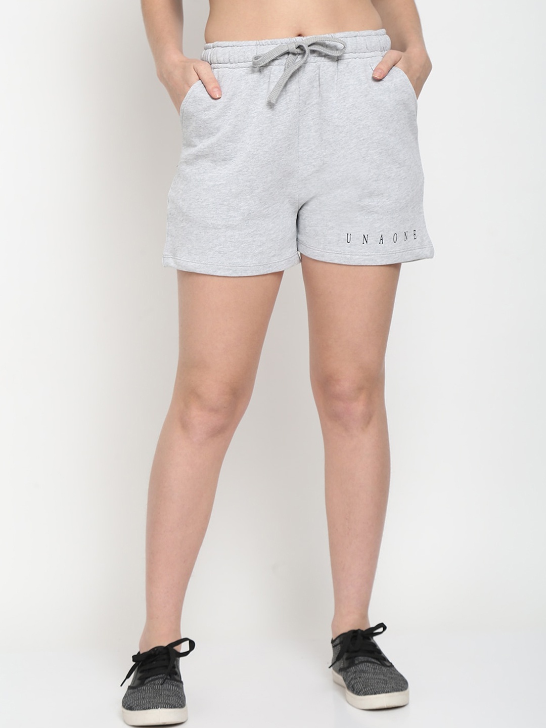 

UnaOne Women Grey Melange Cotton Outdoor Shorts
