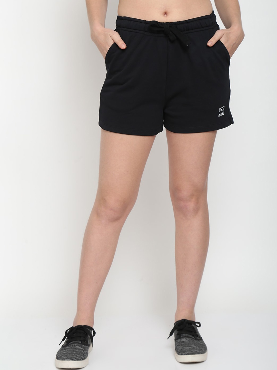 

UnaOne Women Black Cotton Shorts