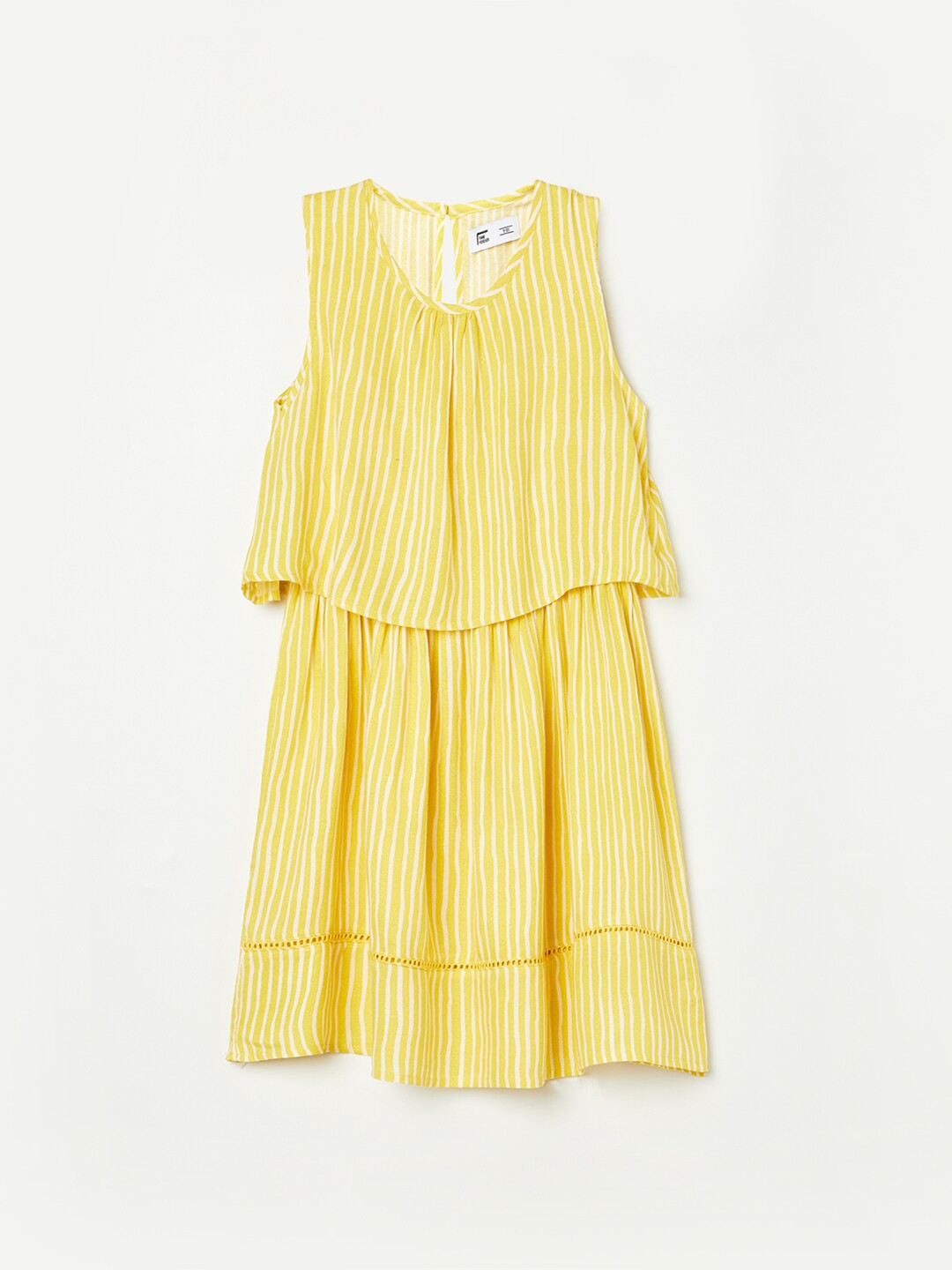 

Fame Forever by Lifestyle Women Yellow Striped A-Line Dress