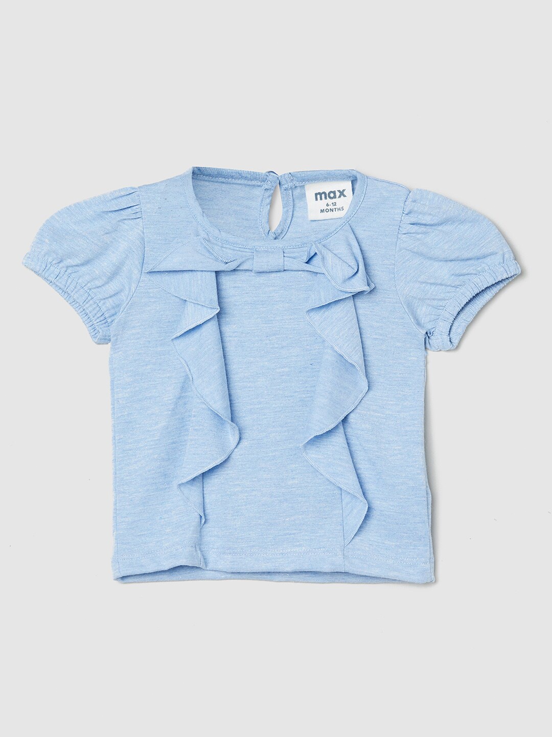 

max Girls Blue Solid Round Neck Regular Top