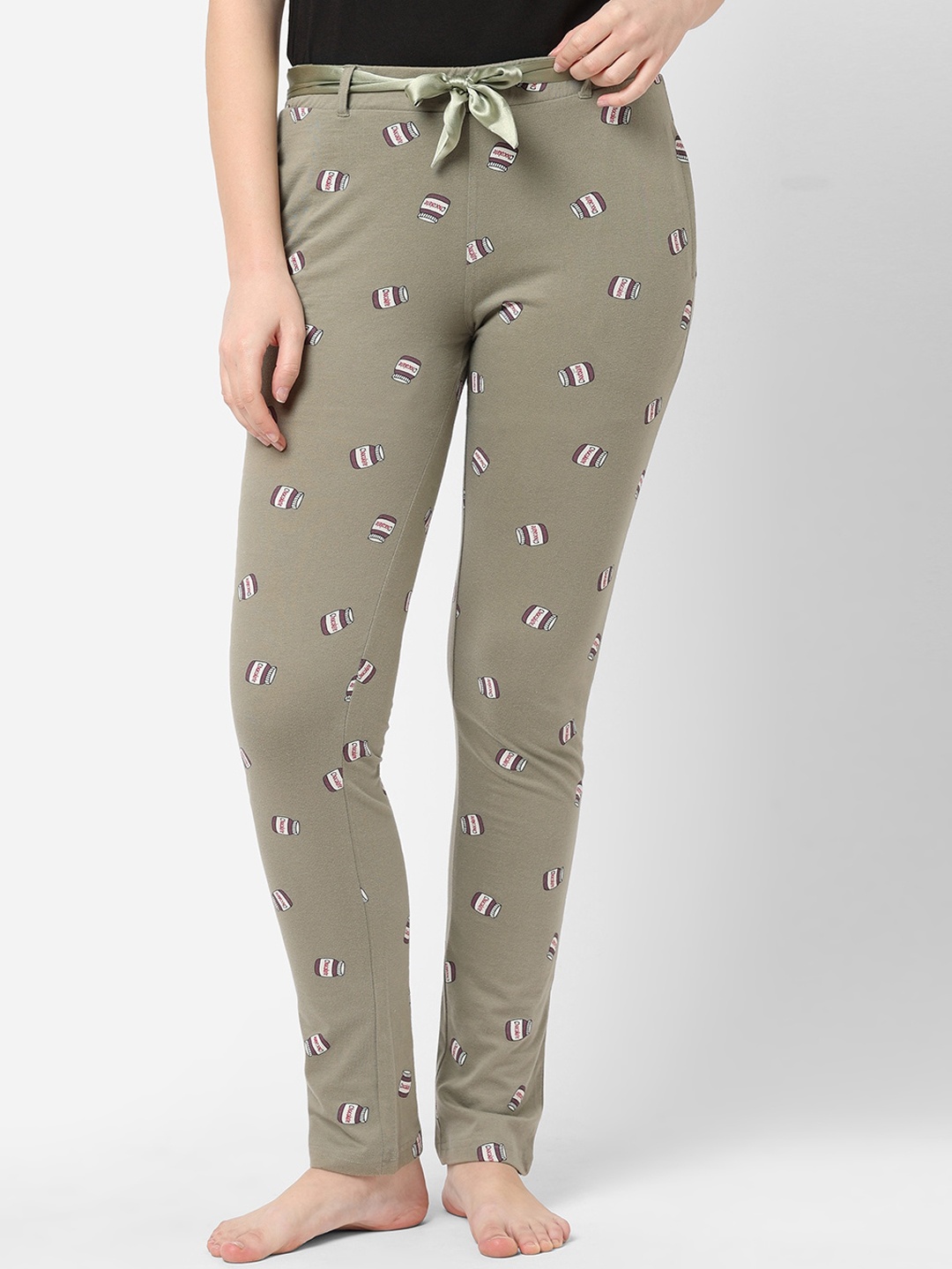 

Sweet Dreams Women Olive Green Printed Lounge Pants
