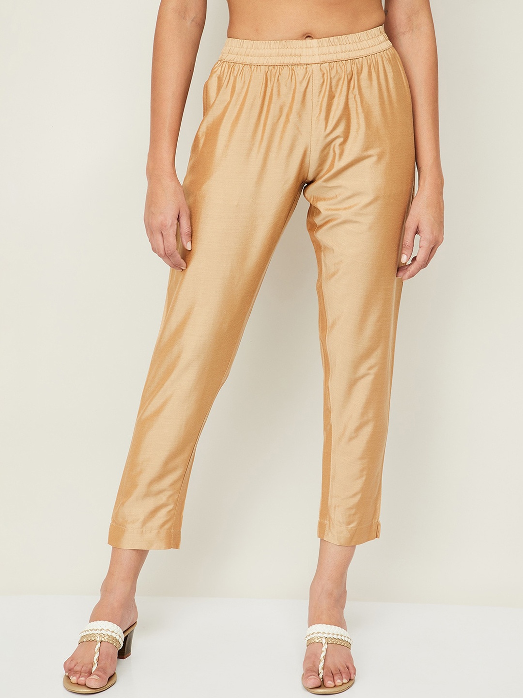 

Melange by Lifestyle Women Golden Trousers, Gold