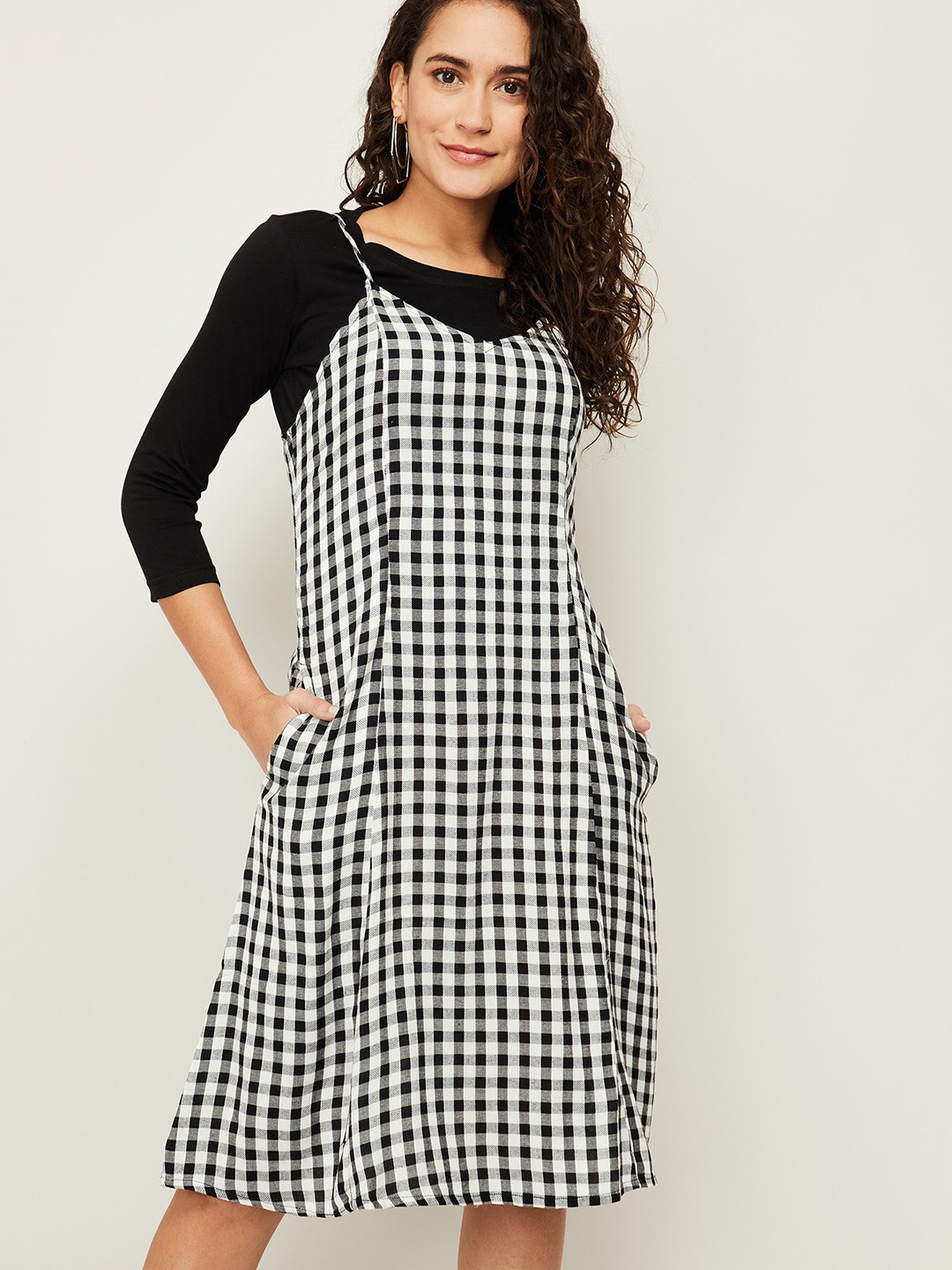 

Fame Forever by Lifestyle Women Black Checked A-Line Dress