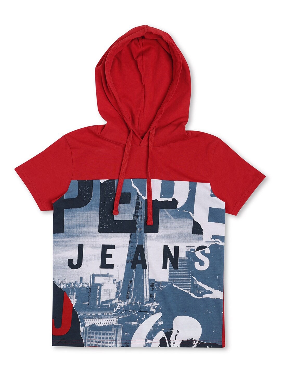 

Pepe Jeans Boys Red Printed Hooded T-shirt