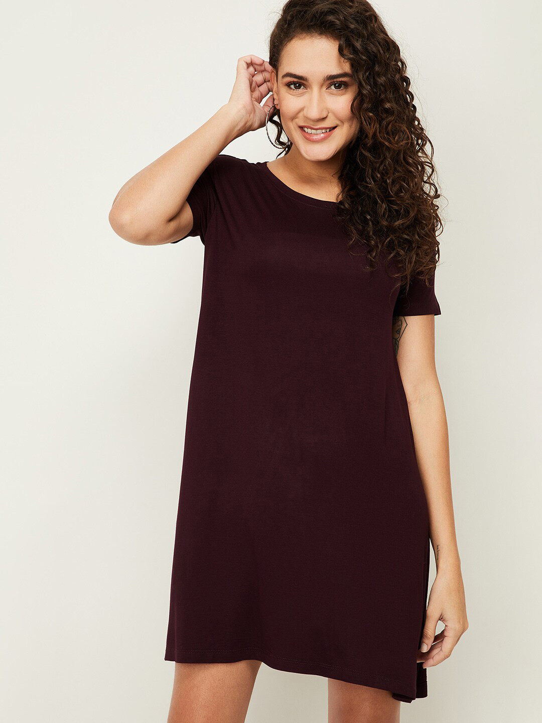 

Ginger by Lifestyle Women Maroon T-shirt Dress