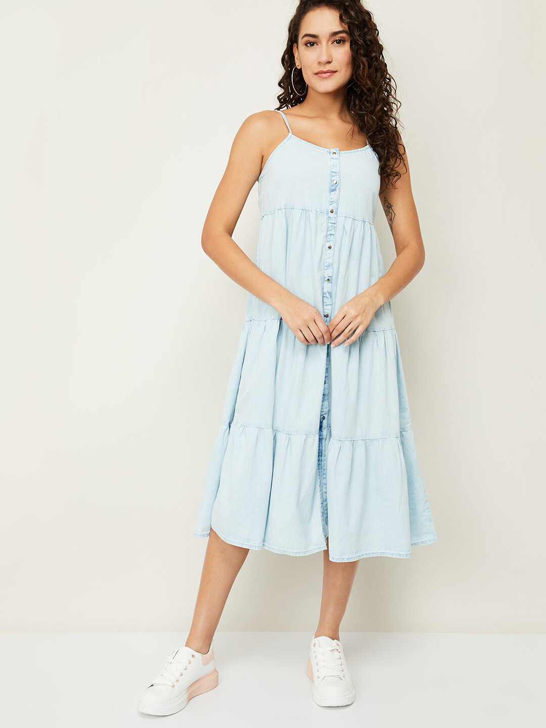 

Ginger by Lifestyle Blue A-Line Pure Cotton Midi Dress