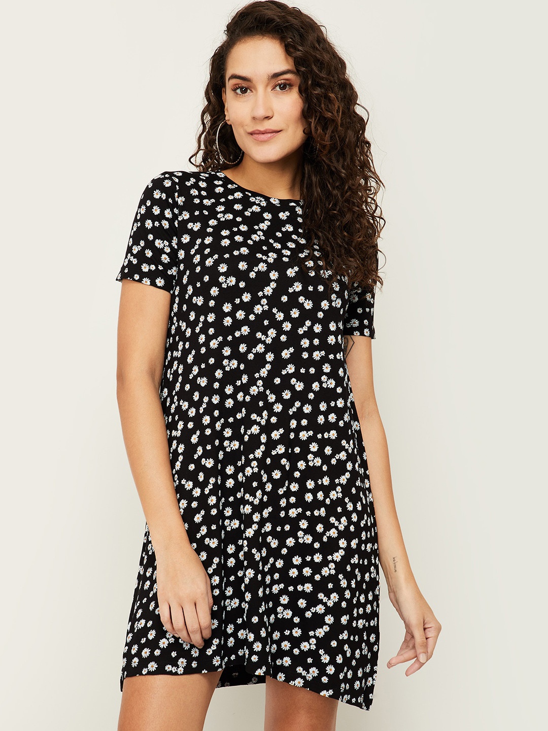 

Ginger by Lifestyle Women Black Floral A-Line Mini Dress