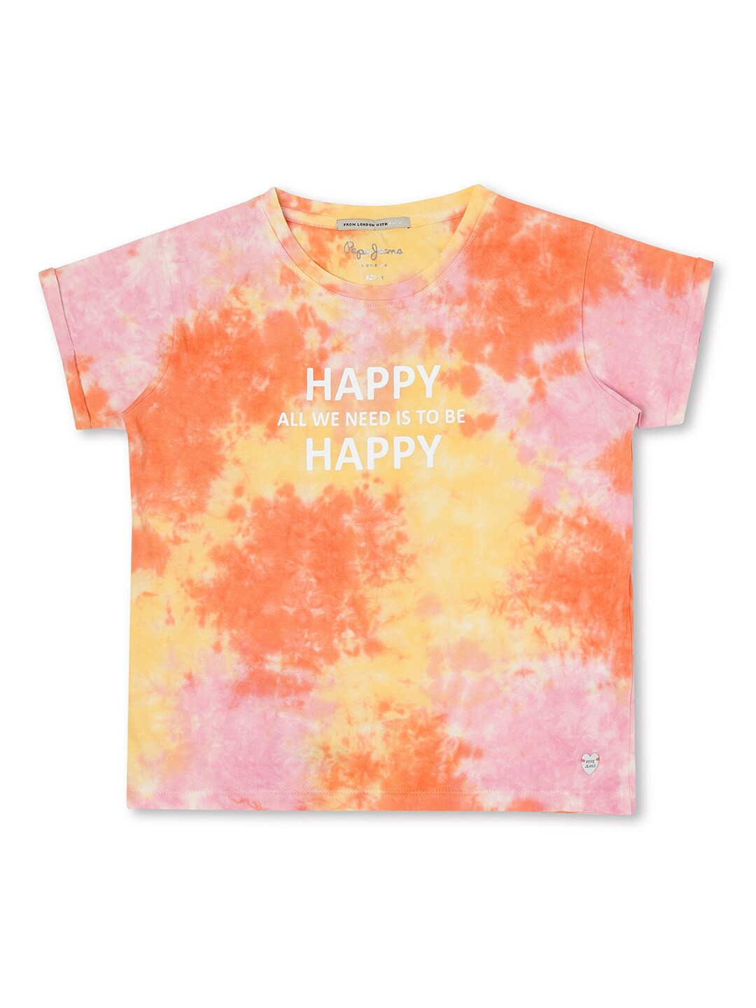 

Pepe Jeans Girls Multicoloured Typography Dyed Extended Sleeves Cotton T-shirt, Multi