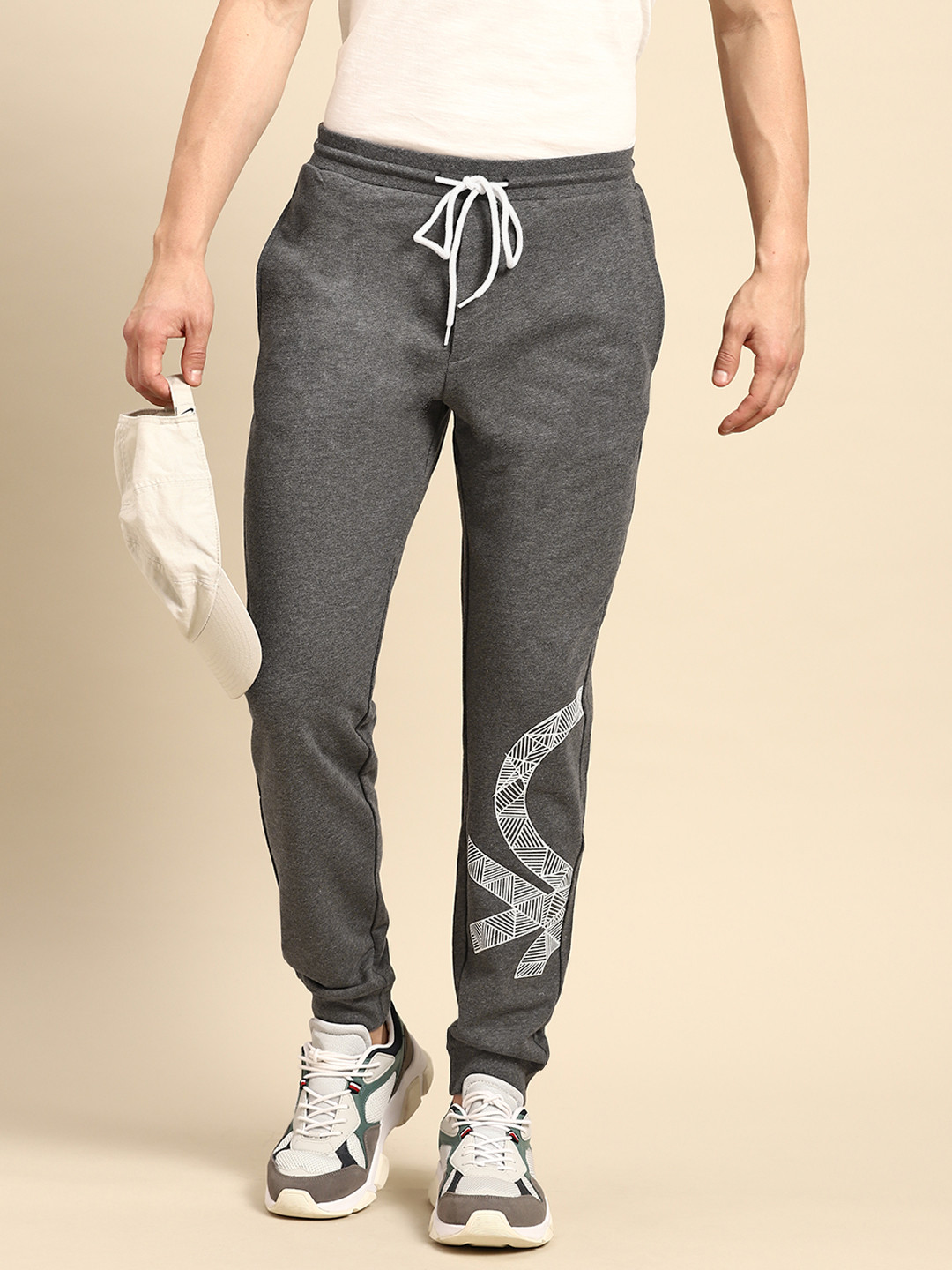 

United Colors of Benetton Men Grey Brand Logo Printed Regular Fit Joggers