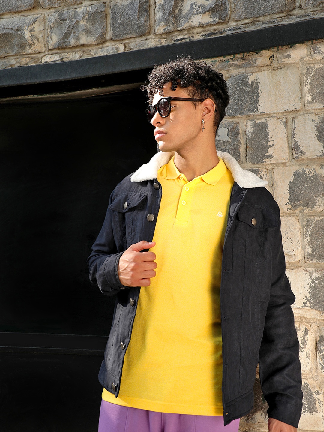 

United Colors of Benetton Men Yellow Solid Polo Collar T-shirt