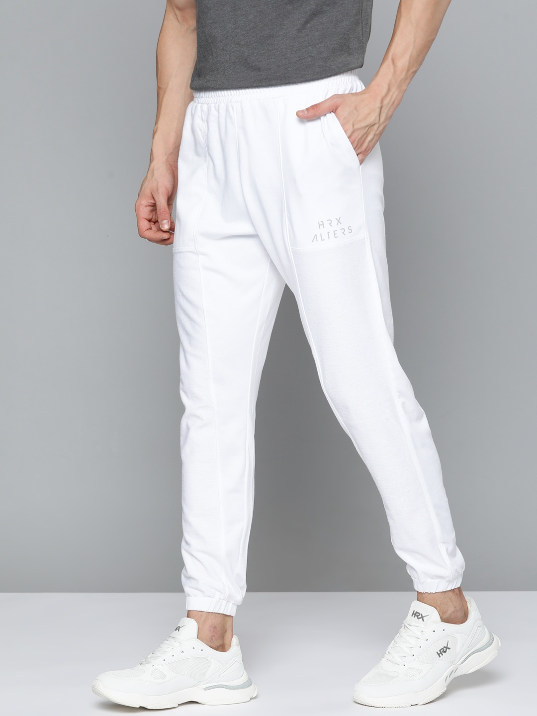 

HRX By Hrithik Roshan Lifestyle Men Optic White Bio-Wash Solid Joggers