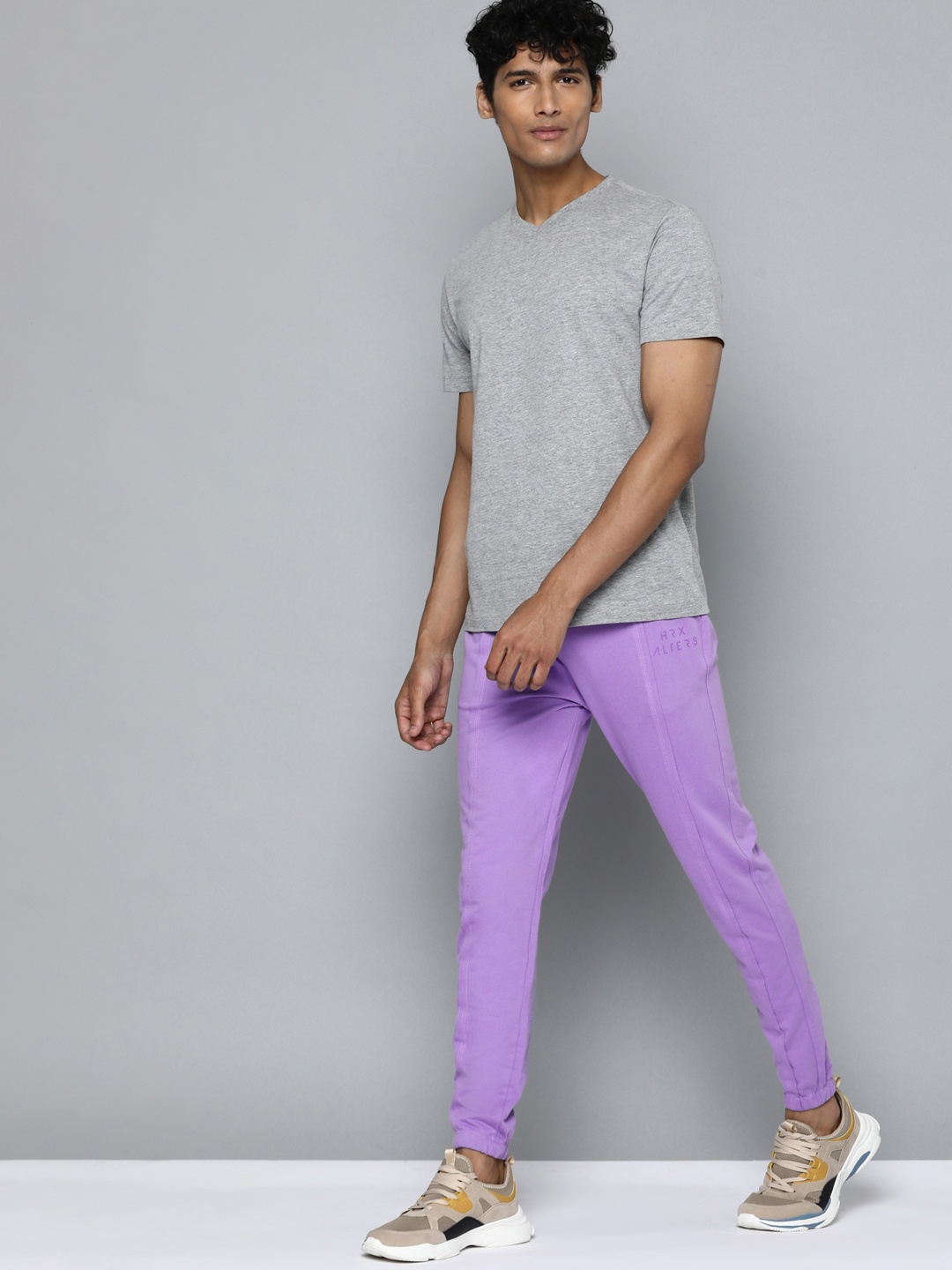 

HRX By Hrithik Roshan Lifestyle Men Chalk Violet Bio-Wash Brand Carrier Track Pants