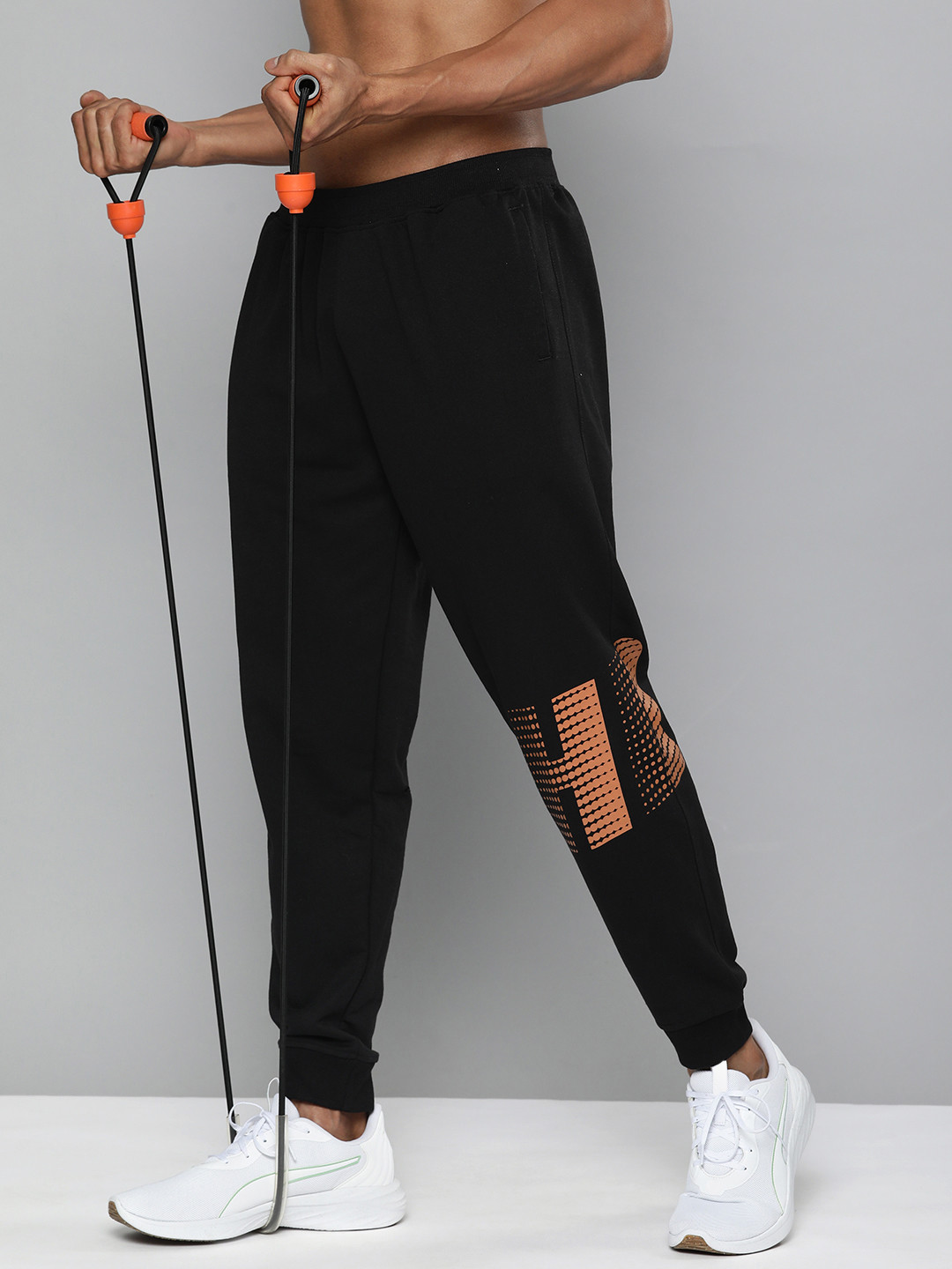 

HRX By Hrithik Roshan Training Men Jet Black Bio-Wash Brand Carrier Track Pants