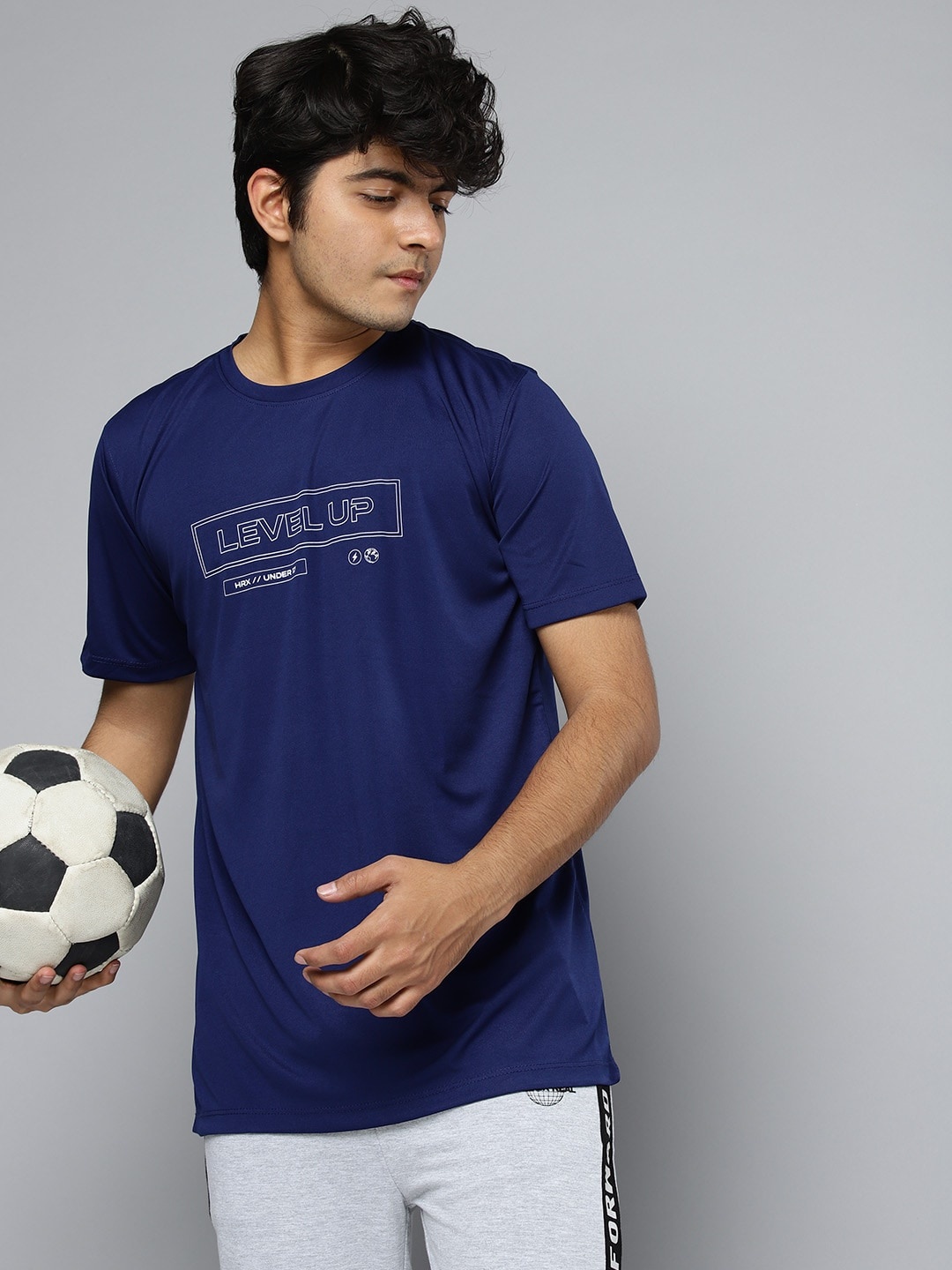 

HRX By Hrithik Roshan Active Boys Estate Blue Rapid-Dry Graphic Tshirts, Navy blue