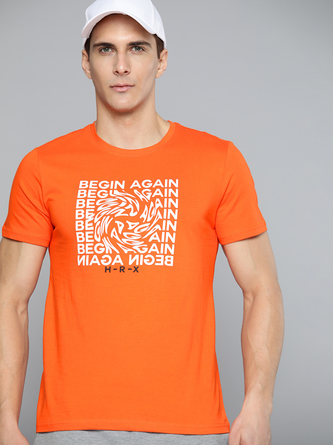 

HRX By Hrithik Roshan Lifestyle Men Orangeade Bio-Wash Typography Tshirts, Orange