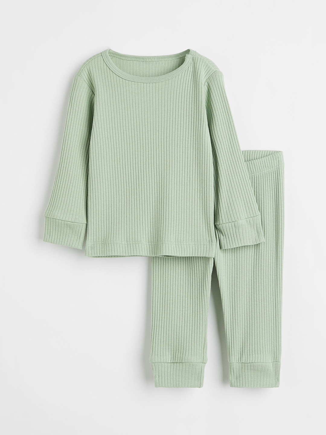 

H&M Girls Green Ribbed Cotton Set