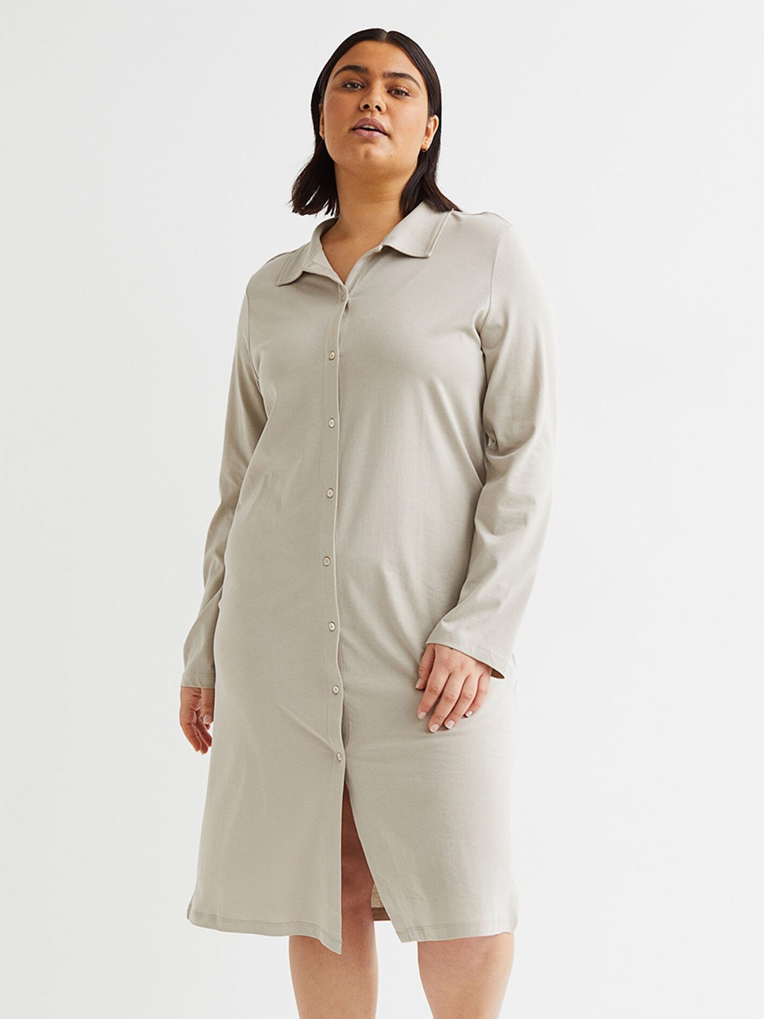 

H&M+ Plus Size Beige Jersey Shirt Dress