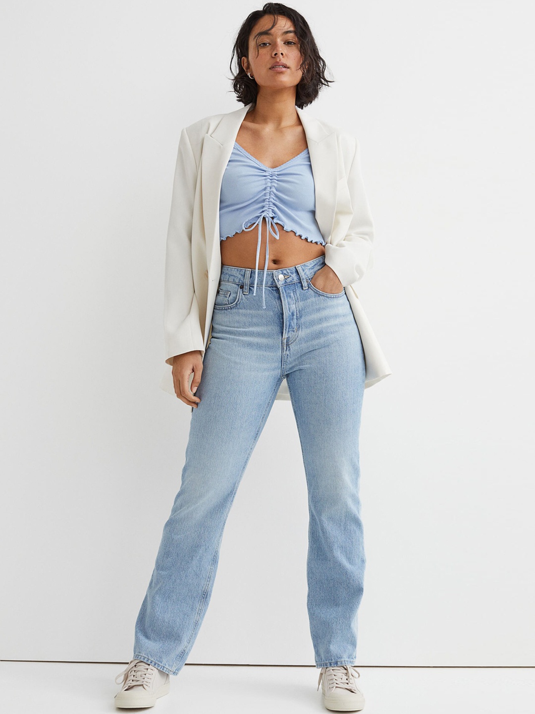 

H&M Women Blue Straight High Jeans